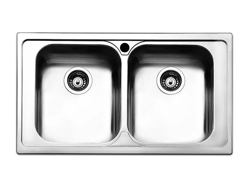 Lavello incasso cucina acciaio 86x50 cm due vasche SAXT322A