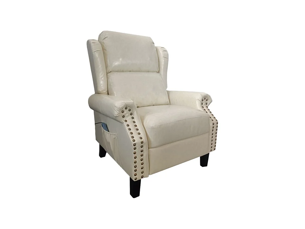 Poltrona con massaggio e schienale riscaldabile Wing ecopelle beige