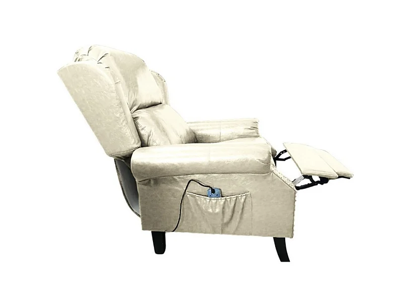 Poltrona con massaggio e schienale riscaldabile Wing ecopelle beige