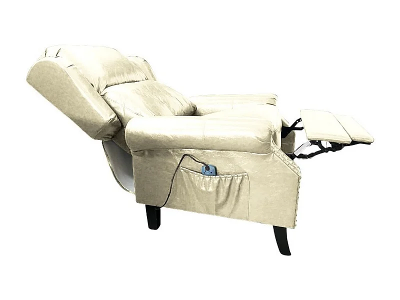 Poltrona con massaggio e schienale riscaldabile Wing ecopelle beige