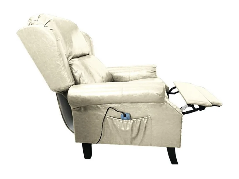 Poltrona con massaggio e schienale riscaldabile Wing ecopelle beige