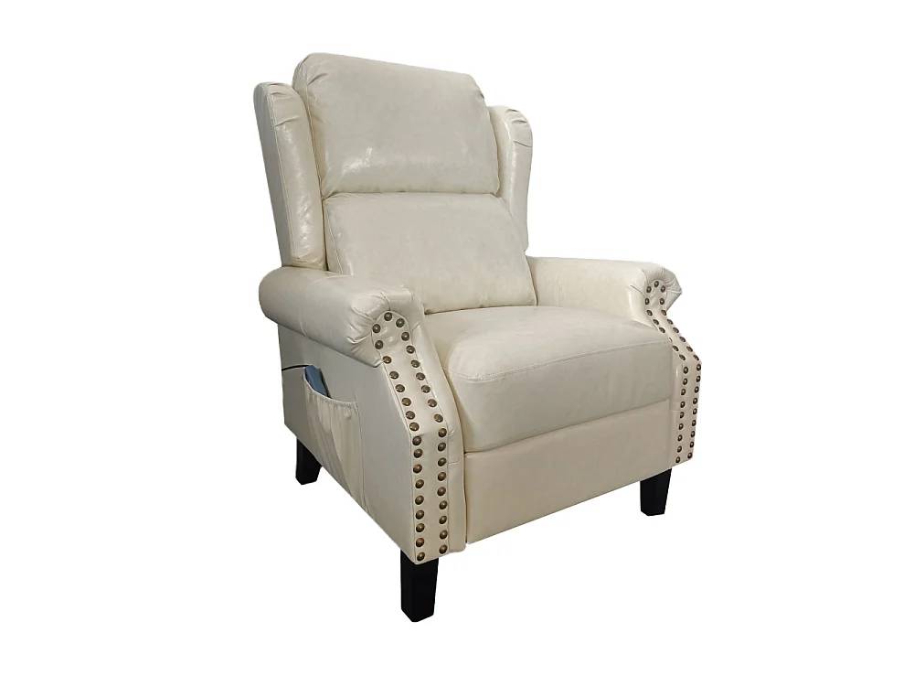 Poltrona con massaggio e schienale riscaldabile Wing ecopelle beige