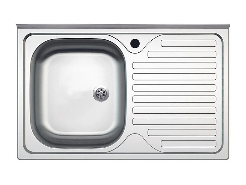 Lavello appoggio acciaio inox 80x50 cm una vasca e gocciolatoio destro SA216