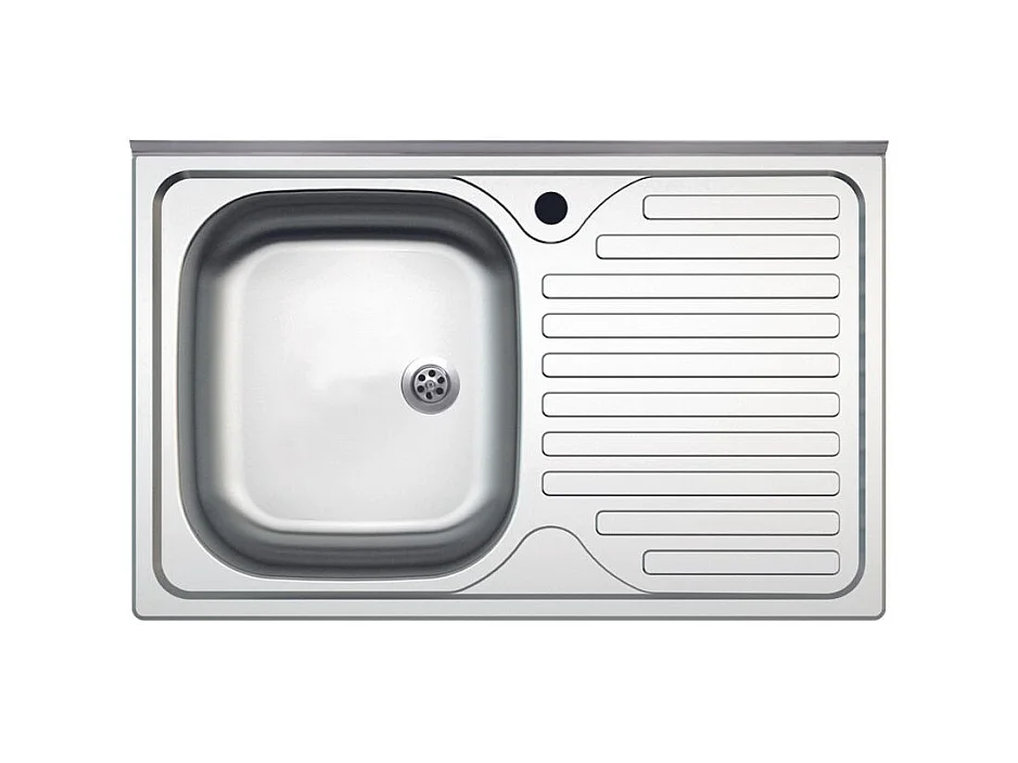 Lavello appoggio acciaio inox 80x50 cm una vasca e gocciolatoio destro SA216