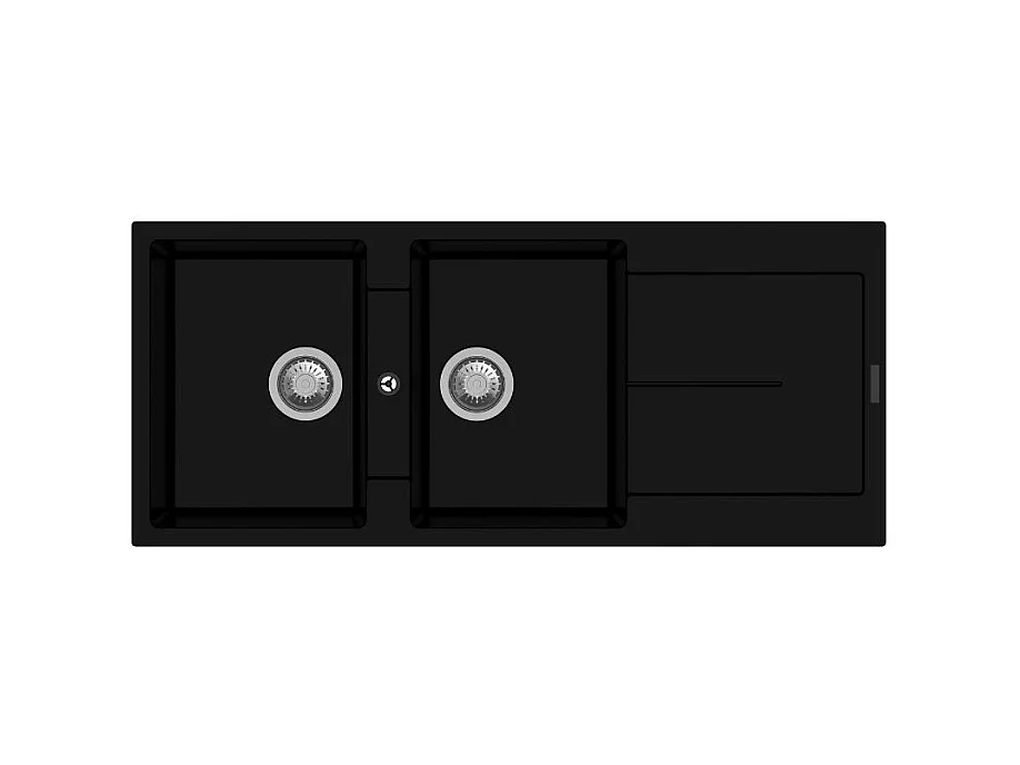 Lavello 2 vasche e gocciolatoio nero Enigma D200