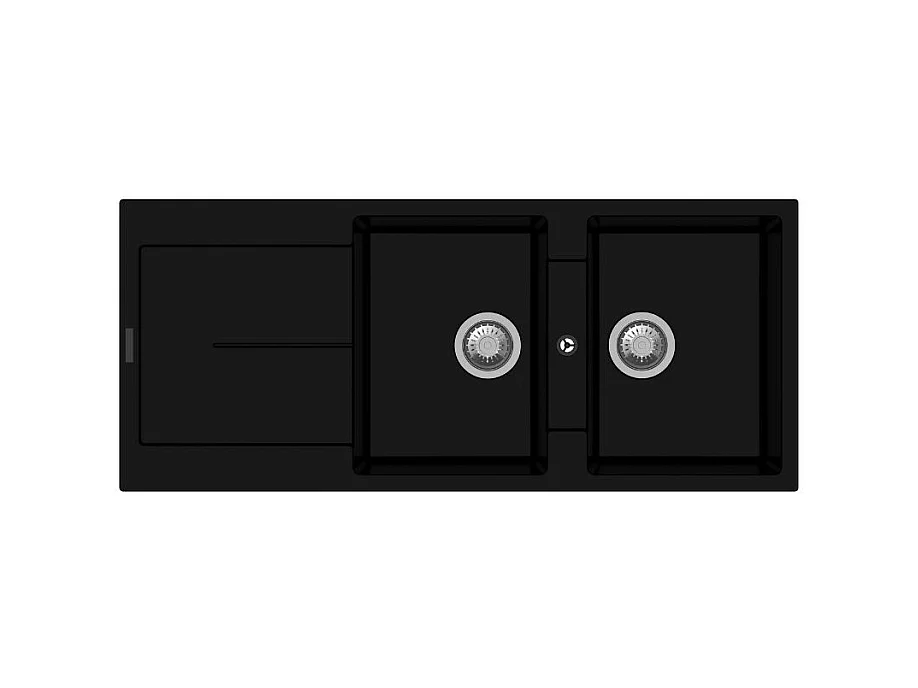Lavello 2 vasche e gocciolatoio nero Enigma D200