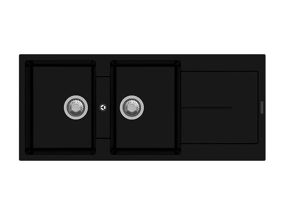 Lavello 2 vasche e gocciolatoio nero Enigma D200