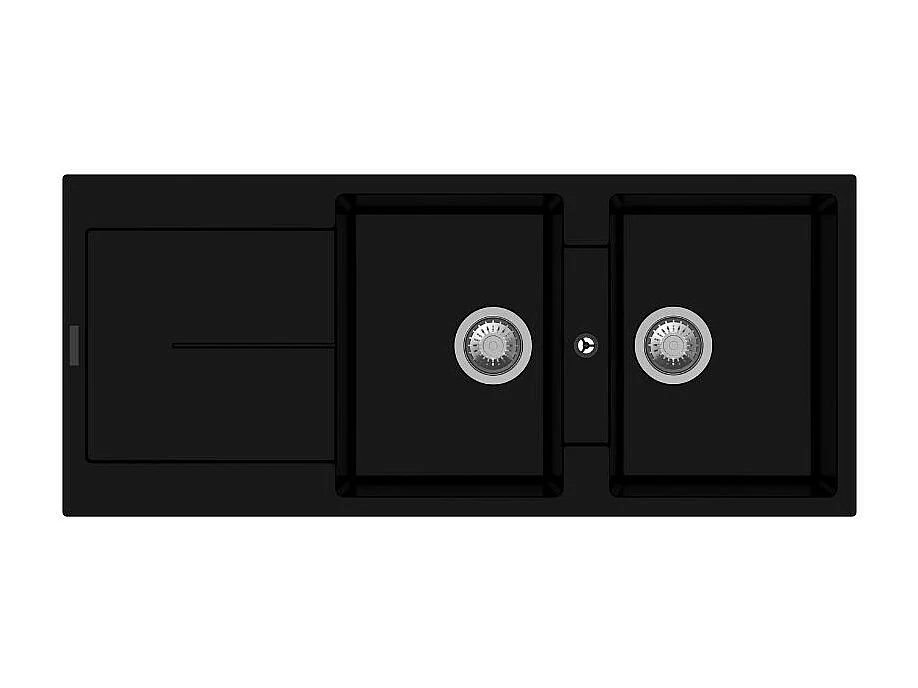 Lavello 2 vasche e gocciolatoio nero Enigma D200