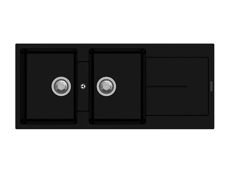Lavello 2 vasche e gocciolatoio nero Enigma D200
