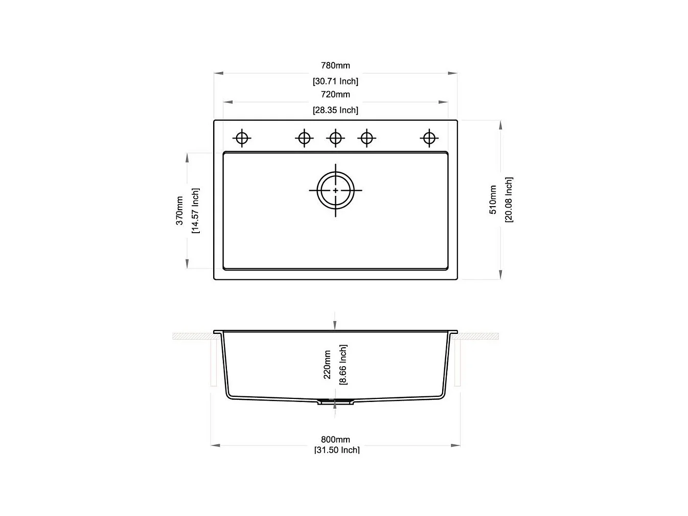 Lavello una vasca croma Waltz 78x51
