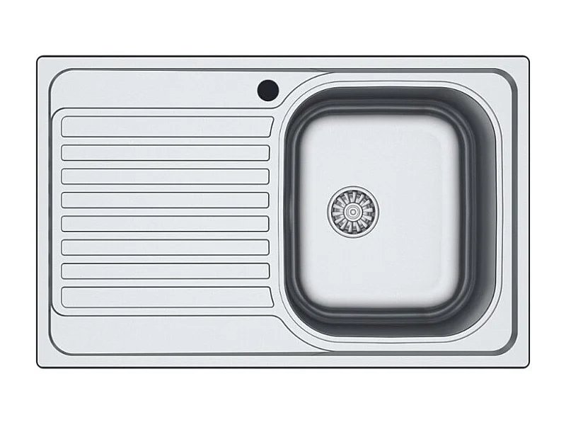 Lavello incasso cucina acciaio 79x50 cm una vasca e gocciolatoio sinistro Classic 273SX