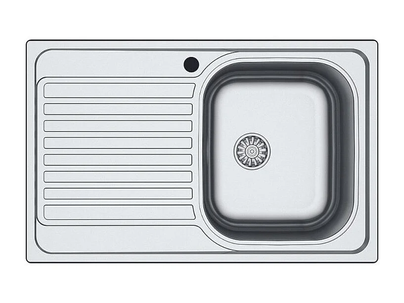 Lavello incasso cucina acciaio 79x50 cm una vasca e gocciolatoio sinistro Classic 273SX