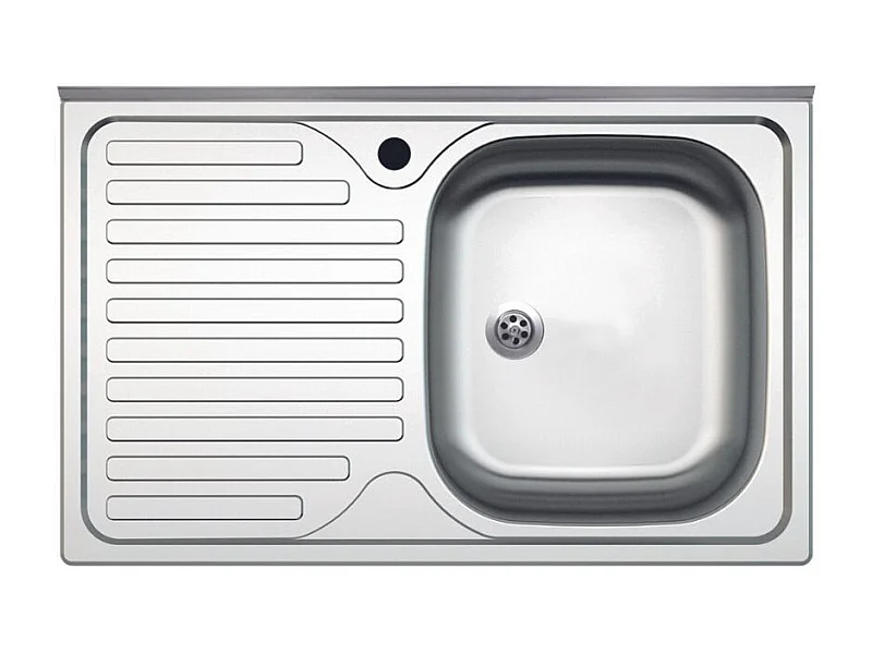 Lavello appoggio acciaio inox 80x50 cm una vasca e gocciolatoio sinistro SA216