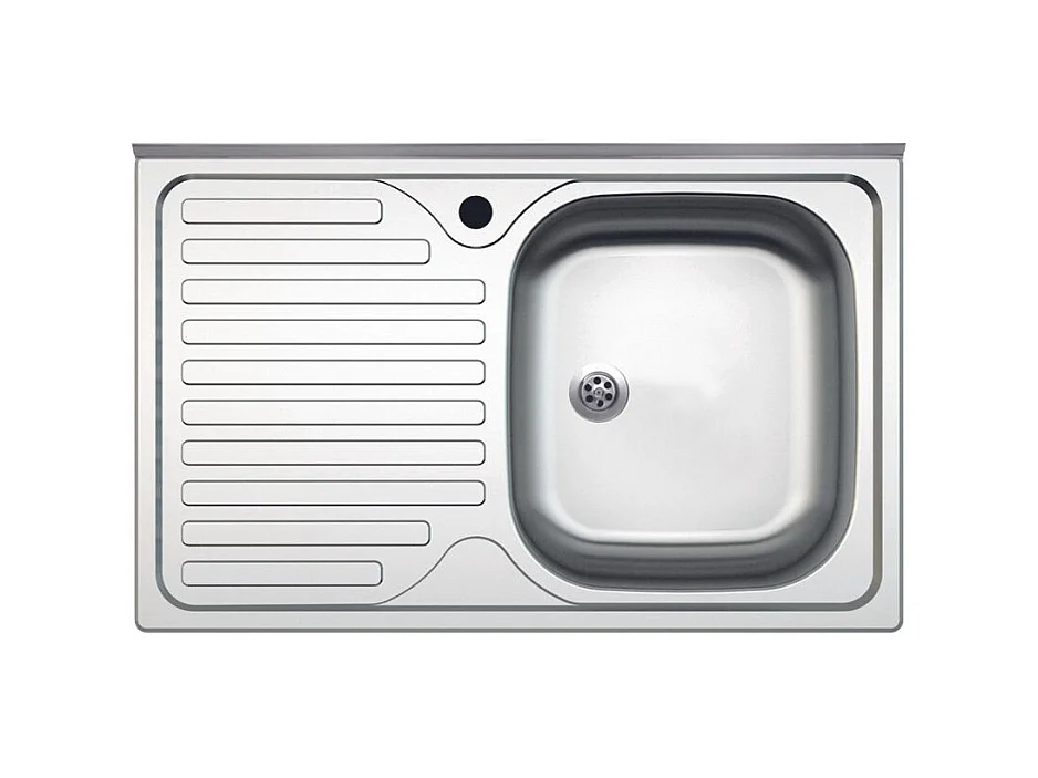 Lavello appoggio acciaio inox 80x50 cm una vasca e gocciolatoio sinistro SA216