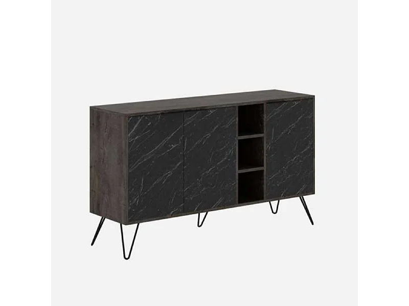 Madia 3 ante effetto marmo nero Clara Bender 142x35,5x83h colore dark coffe