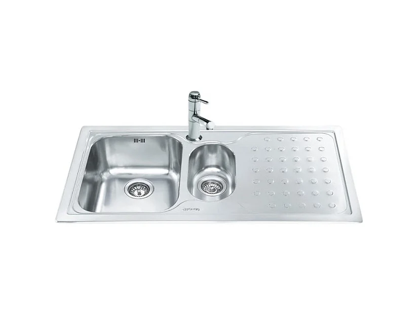 Lavello incasso 2 vasche gocciolatoio destro 100x50 Smeg LV100D3 inox