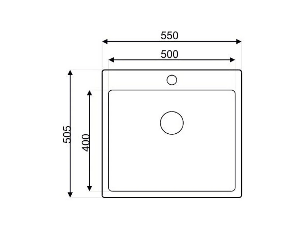 Lavello incasso monovasca 55x50.5x20H Samet SA383 inox