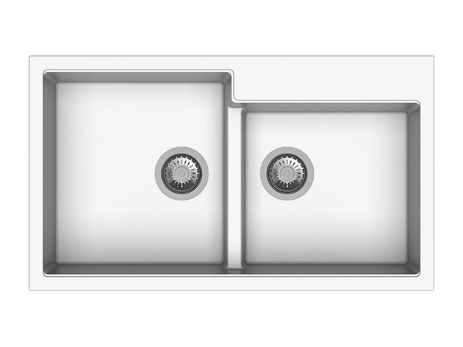 Lavello cucina 2 vasche bianco 86x50 TipToe N200