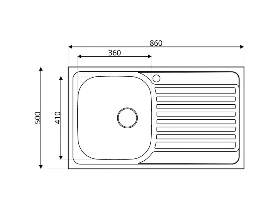 Lavello incasso cucina acciaio 86x50 cm una vasca e gocciolatoio sinistro SA278SX