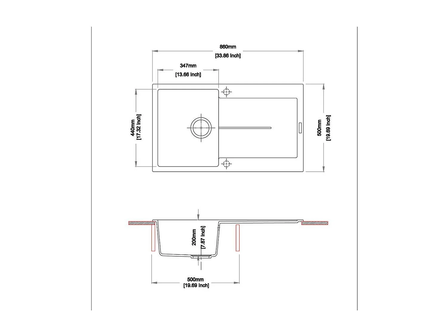 Lavello vasca e gocciolatoio croma Enigma D100