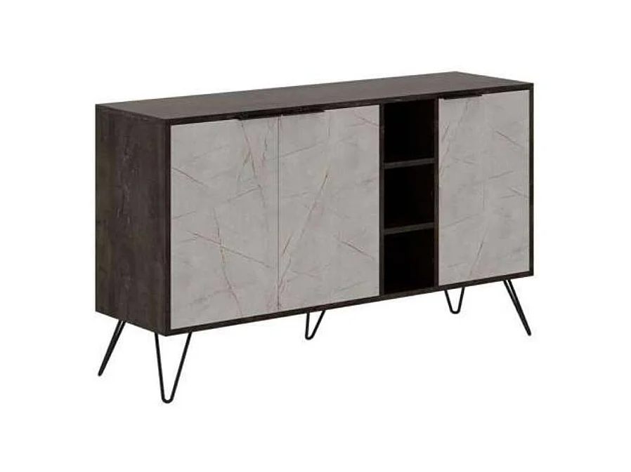 Madia 3 ante effetto marmo grigio opaco Clara 142x35,5x83h colore dark coffe