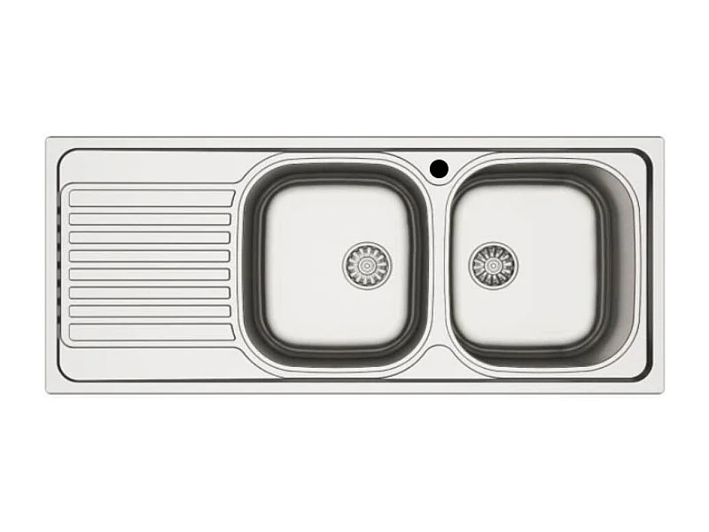 Lavello incasso cucina acciaio 116x50 cm due vasche e gocciolatoio sinistro MP1162SX