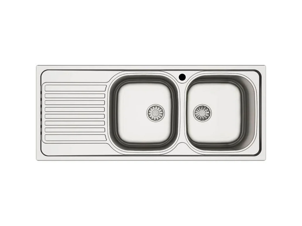 Lavello incasso cucina acciaio 116x50 cm due vasche e gocciolatoio sinistro MP1162SX