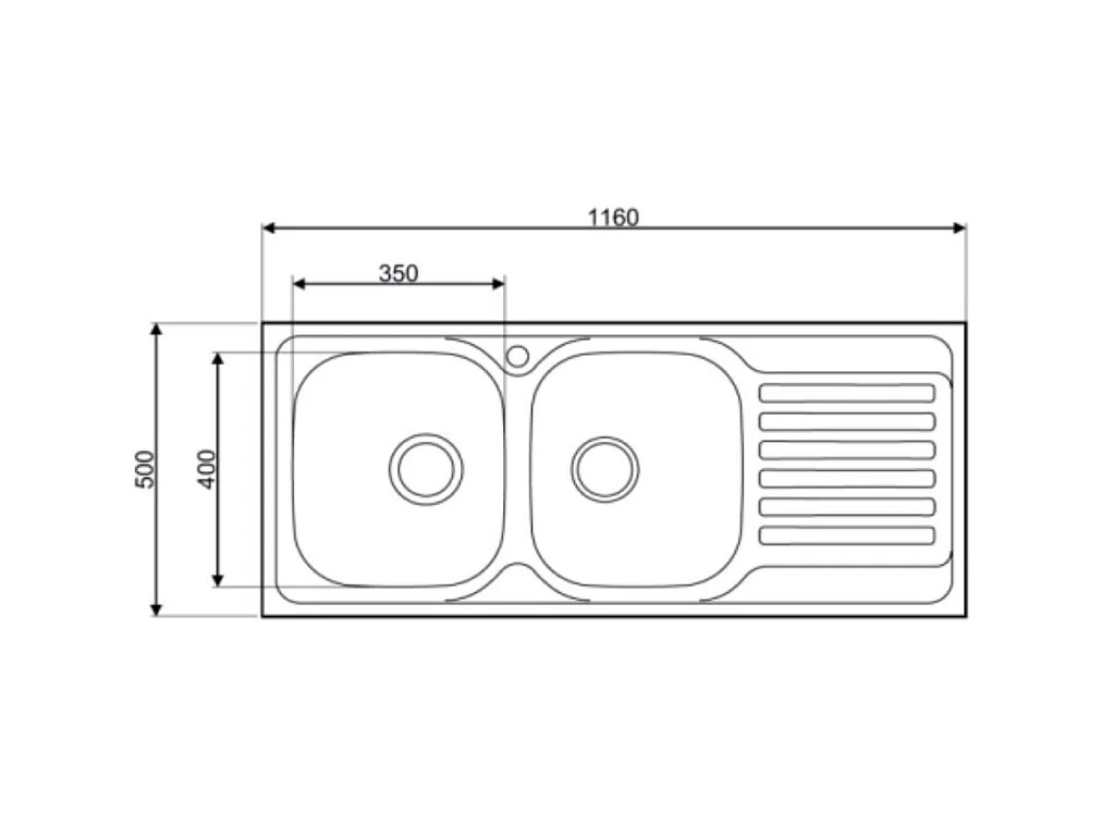 Lavello incasso cucina acciaio 116x50 cm due vasche e gocciolatoio sinistro MP1162SX
