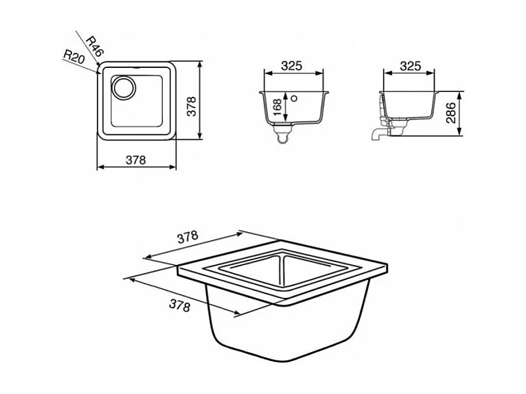 Lavello incasso monovasca sottotop 38x38 Smeg VST38T colore titanio