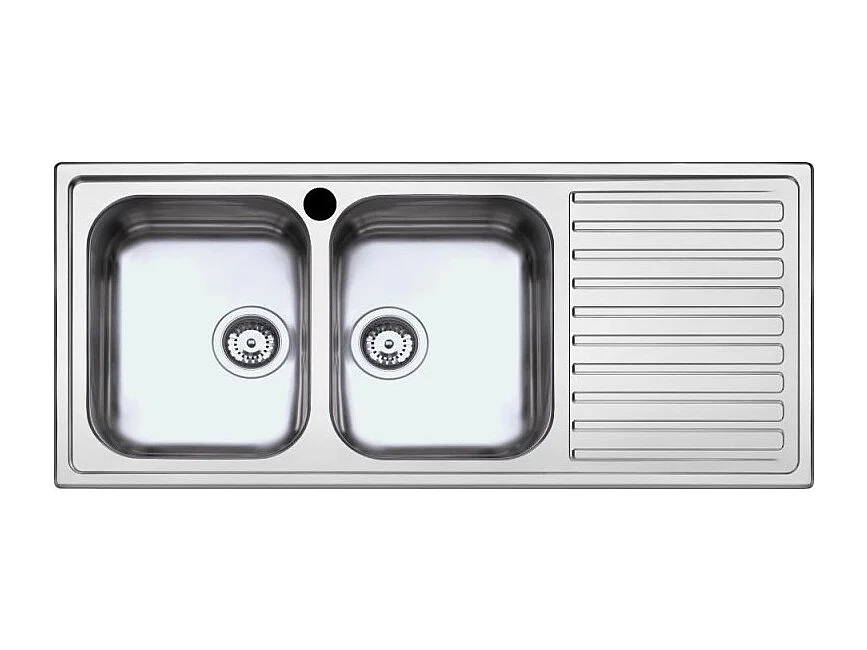 Lavello cucina acciaio 116x50 cm doppia vasca e gocciolatoio sinistro SAXT333A