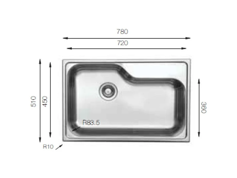 Lavello da cucina monovasca 78x51 DXT780 Samet