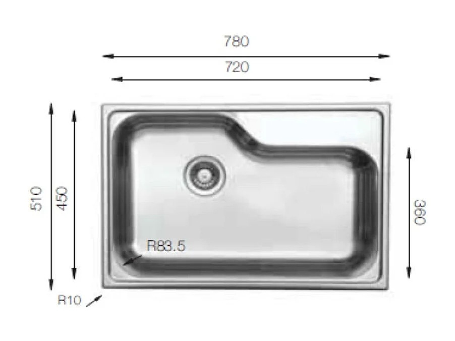 Lavello da cucina monovasca 78x51 DXT780 Samet