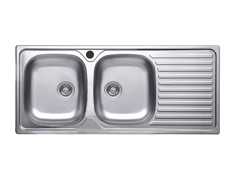 Lavello incasso acciaio inox 116x50 cm doppia vasca e gocciolatoio destro SA138