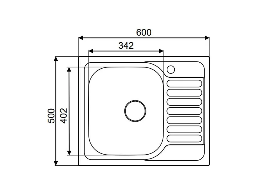 Lavello incasso acciaio cucina 50x60 reversibile con gocciolatoio Rondò EC196