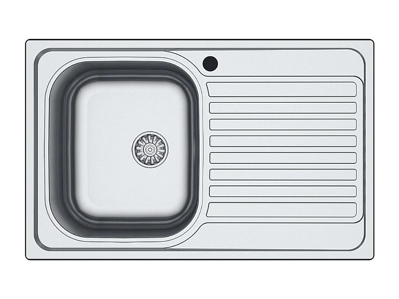 Lavello incasso cucina acciaio 79x50 cm una vasca e gocciolatoio destro Classic 273DX