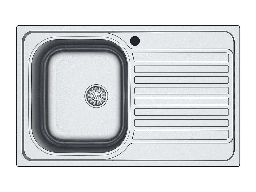 Lavello incasso cucina acciaio 79x50 cm una vasca e gocciolatoio destro Classic 273DX