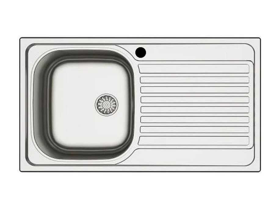 Lavello incasso cucina acciaio 86x50 cm una vasca e gocciolatoio destro MP861VDX