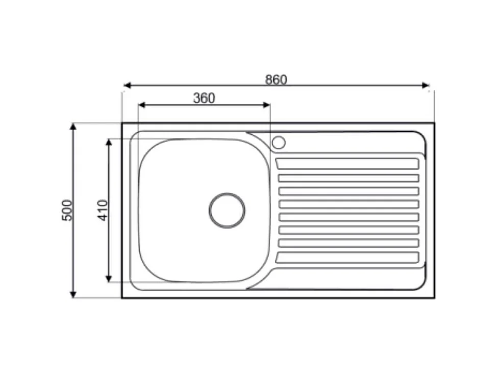 Lavello incasso cucina acciaio 86x50 cm una vasca e gocciolatoio destro MP861VDX