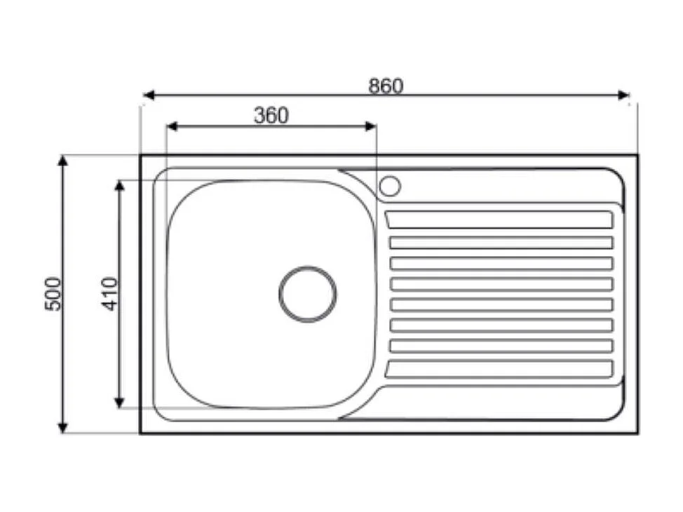 Lavello incasso cucina acciaio 86x50 cm una vasca e gocciolatoio destro MP861VDX