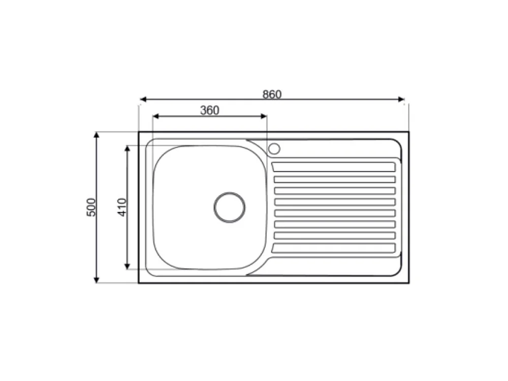 Lavello incasso cucina acciaio 86x50 cm una vasca e gocciolatoio destro MP861VDX