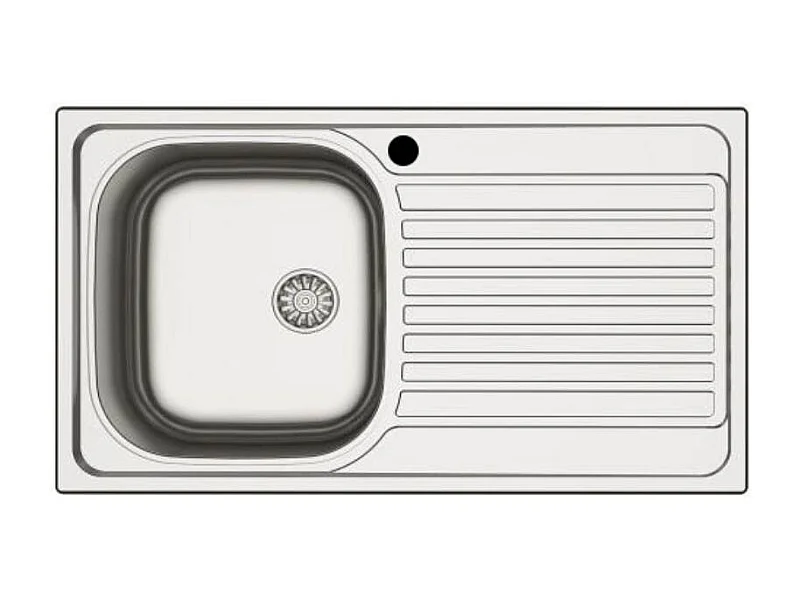 Lavello incasso cucina acciaio 86x50 cm una vasca e gocciolatoio destro MP861VDX