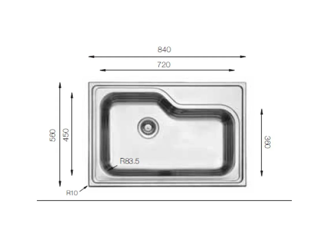 Lavello da cucina monovasca 84x56 DXT840 Samet
