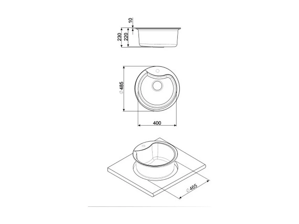 Lavello incasso rotondo diametro 48 Smeg LSE48AV avena
