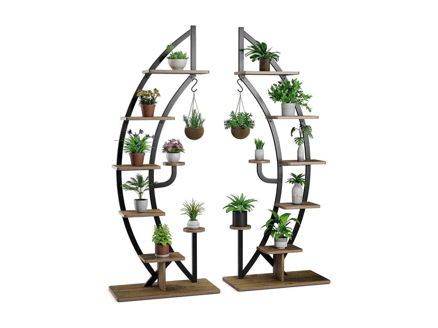Blumenregal 7-Stufiger Metall-Pflanzenständer in Halbmondform (2 Stück)