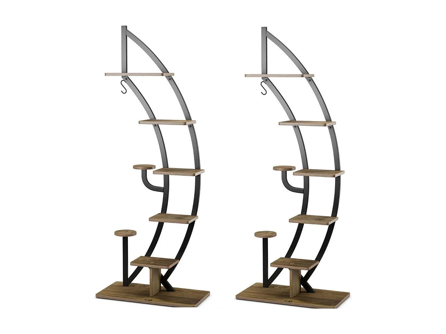 Blumenregal 7-Stufiger Metall-Pflanzenständer in Halbmondform (2 Stück)