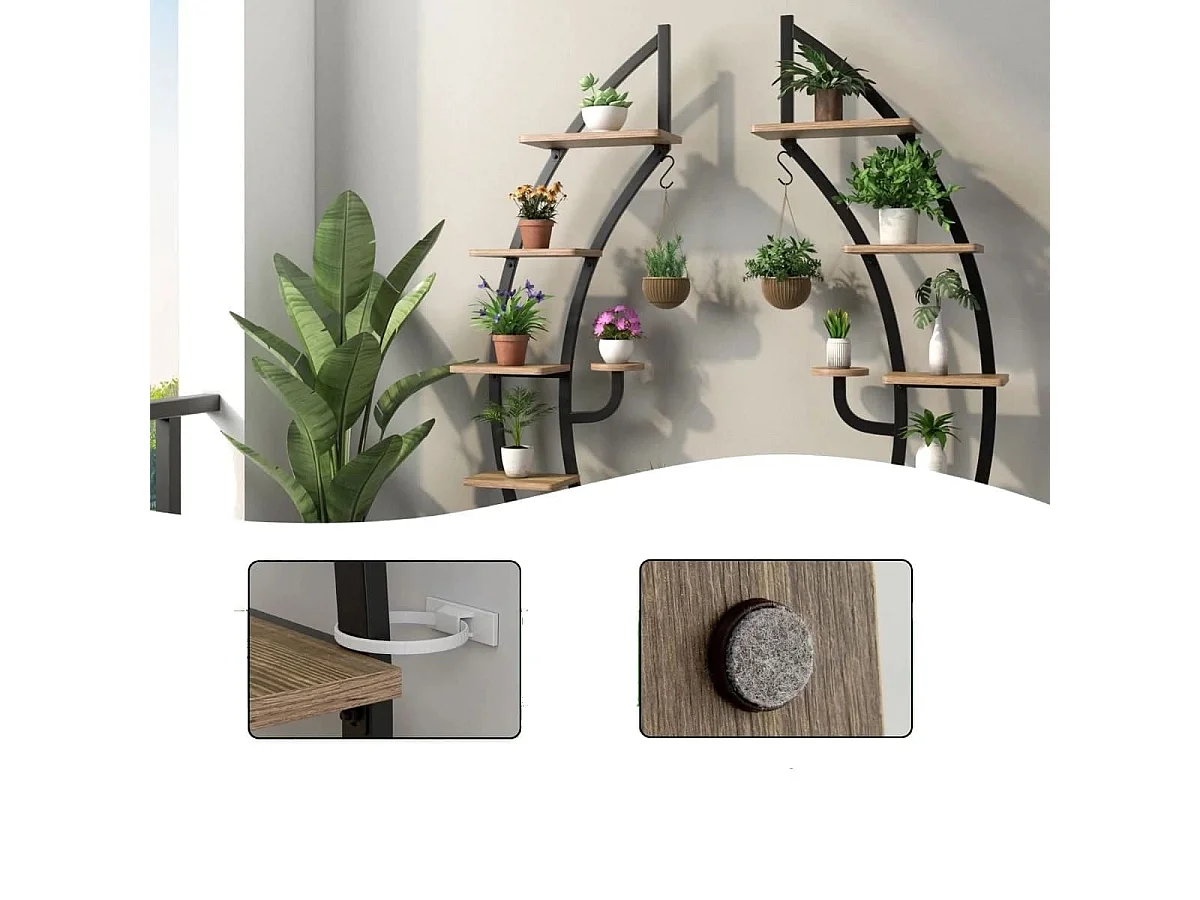 Blumenregal 7-Stufiger Metall-Pflanzenständer in Halbmondform (2 Stück)