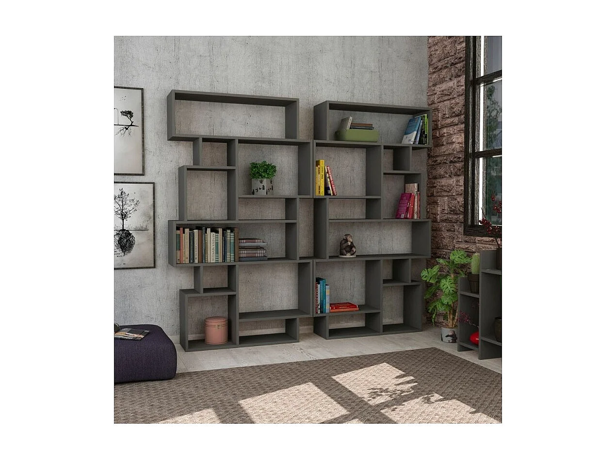 Libreria orizzontale bifacciale Karmato 96x168,5 colore antracite