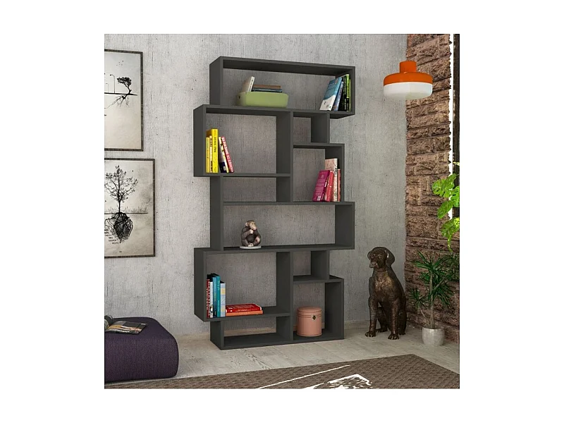 Libreria orizzontale bifacciale Karmato 96x168,5 colore antracite
