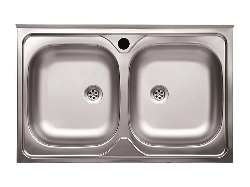 Lavello cucina acciaio appoggio 80x50 cm due vasche N214