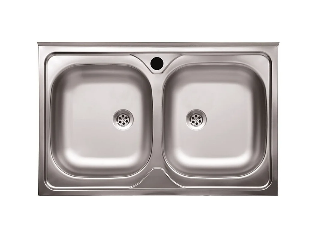 Lavello cucina acciaio appoggio 80x50 cm due vasche N214